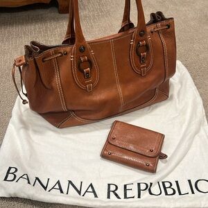 Banana Republic Brown Leather Shoulder Bag with Matching Wallet